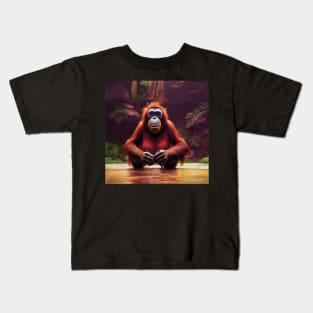 Orangutan in a golden lake Kids T-Shirt